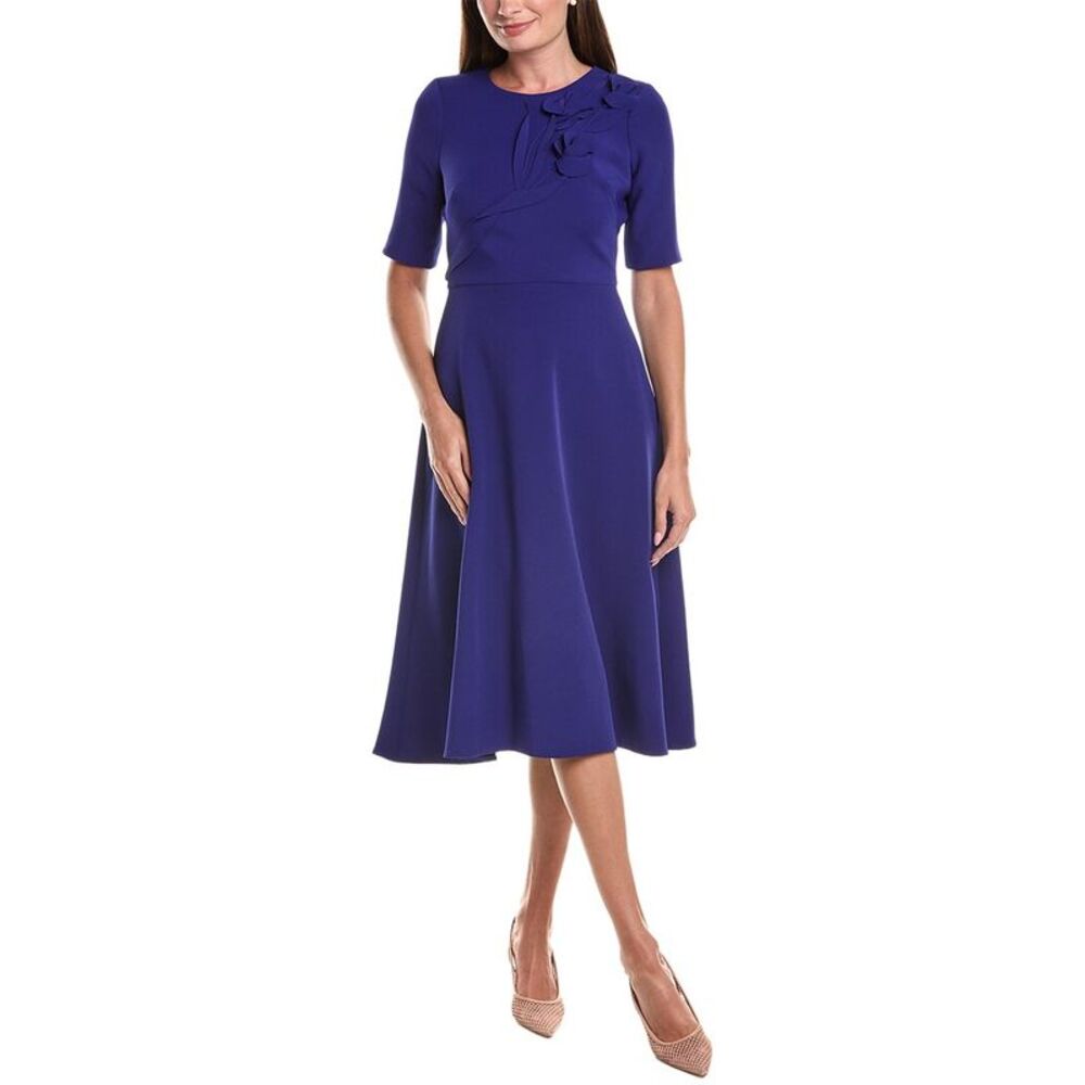 Teri Jon By Rickie Freeman Womens  Crepe Flower Applique Dress, Blue